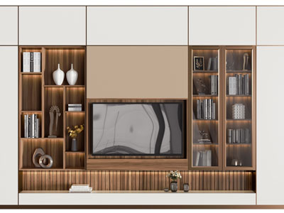 现代电视背景墙3d模型 现代电视背景墙