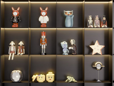 现代玩偶展柜、装饰柜