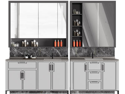 新中式洗手台、镜柜