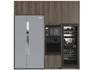 现代嵌入冰箱的酒柜