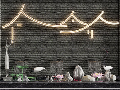 新中式仙鹤、荷花景观园艺小品