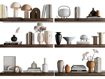 侘寂风陶艺器皿、书籍摆件组合