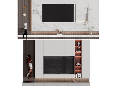 现代电视背景墙3d模型 现代电视背景墙