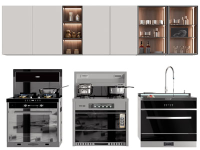 现代集成灶、吊柜酒柜
