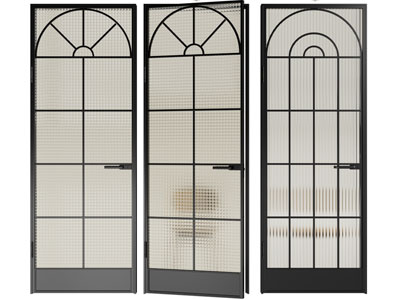 现代黑色框架的玻璃平开门