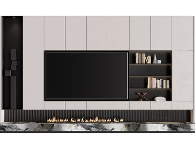 现代装饰壁炉的电视背景墙3d模型 现代装饰壁炉的电视背景墙