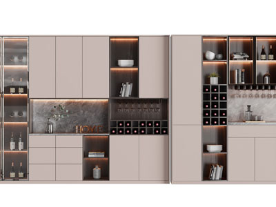 现代装饰灯带的酒柜3d模型 现代装饰灯带的酒柜