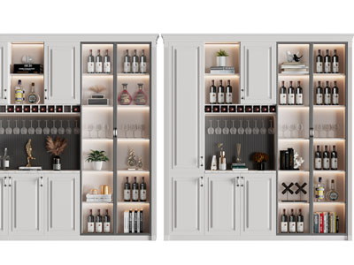 简欧酒柜3d模型 简欧酒柜