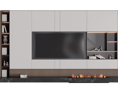 现代电视背景墙3d模型 现代电视背景墙
