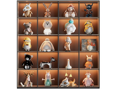 现代玩偶玩具展示装饰柜