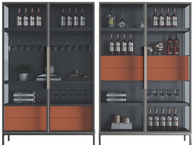 现代开放式收纳的酒柜3d模型 现代开放式收纳的酒柜