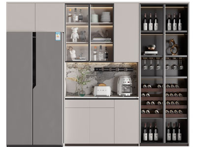 现代嵌入冰箱的酒柜