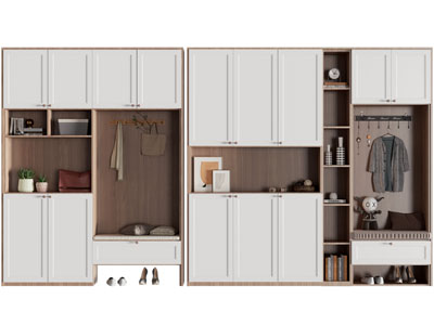 北欧实木撞色玄关鞋柜