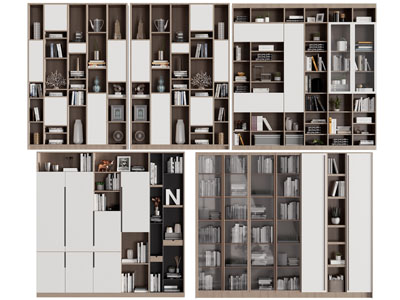 现代半开放式书柜