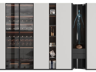 现代酒柜3d模型 现代酒柜