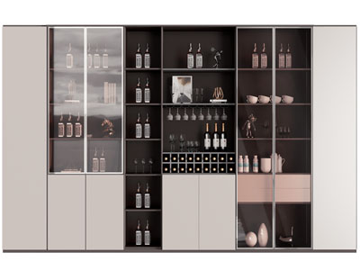 现代中间开放式收纳的酒柜