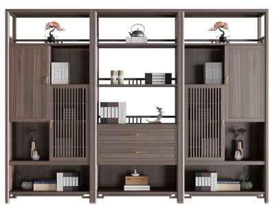 新中式实木对称装饰柜