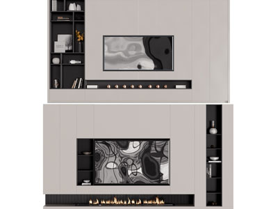 现代电视背景墙3d模型 现代电视背景墙