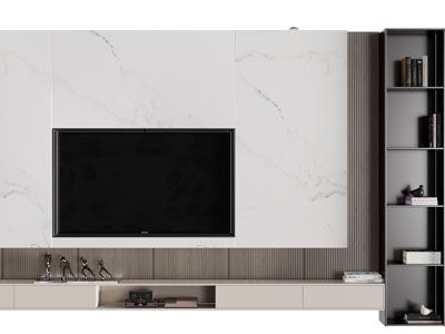 现代嵌入柜体的电视机背景墙3d模型 现代嵌入柜体的电视机背景墙