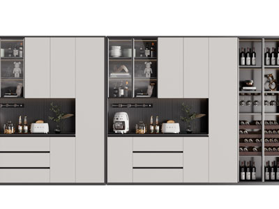 现代撞色拼接酒柜3d模型 现代撞色拼接酒柜