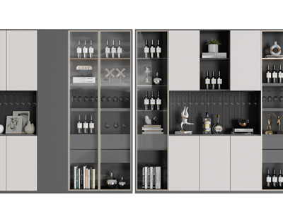 现代玻璃柜门的酒柜3d模型 现代玻璃柜门的酒柜