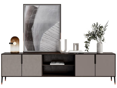 现代电视柜、装饰画