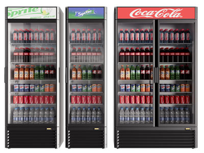 现代商用玻璃柜门的饮料冰箱柜、冷藏柜