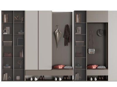 现代玄关带卡座的鞋柜