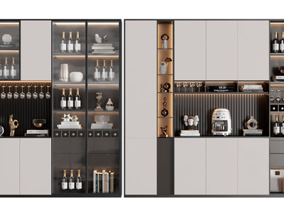 现代酒柜3d模型 现代酒柜