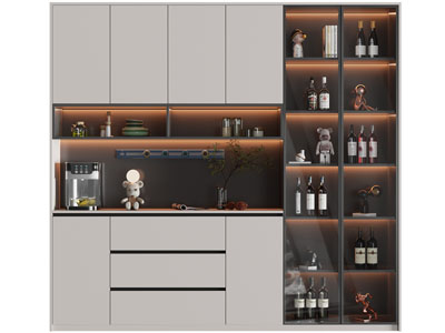 现代一侧玻璃柜门的酒柜3d模型 现代一侧玻璃柜门的酒柜