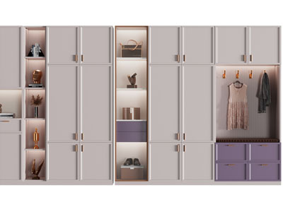 现代带卡座的鞋柜