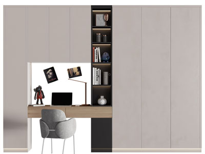现代带书桌的衣柜3d模型 现代带书桌的衣柜