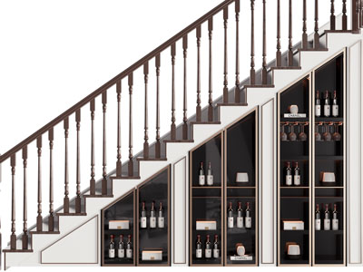 简欧楼梯的装饰酒柜3d模型 简欧楼梯的装饰酒柜