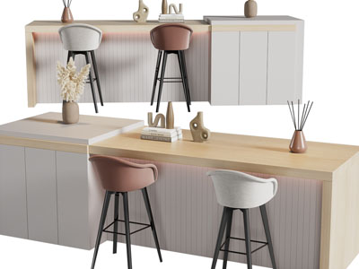 现代带收纳柜的吧台吧椅