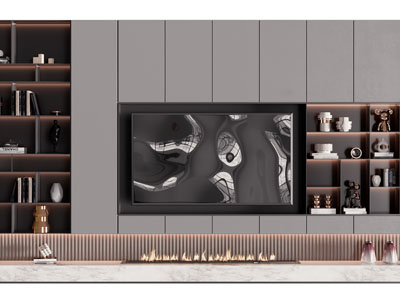 现代嵌入柜体的电视机背景墙3d模型 现代嵌入柜体的电视机背景墙