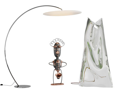 现代落地灯、铜制雕塑