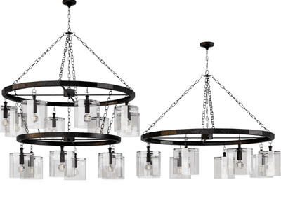 现代黑色环状柱形吊灯