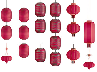 新中式灯笼墙饰挂件、吊灯