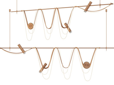 现代曲线缠绕的一字吊灯