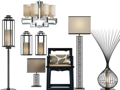 新中式吊灯、壁灯、落地灯