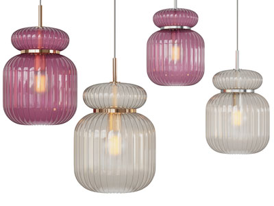 现代轻奢条纹玻璃灯罩吊灯