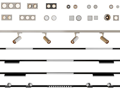 现代轨道磁吸灯、筒灯射灯