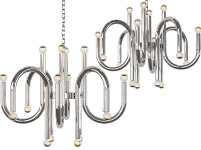 现代银色弯管吊灯