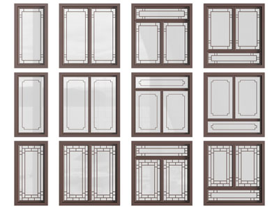 新中式实木边框的平开窗户