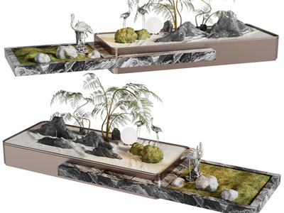 新中式仙鹤、假山景观园艺小品