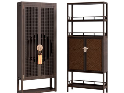 新中式实木边柜、装饰柜