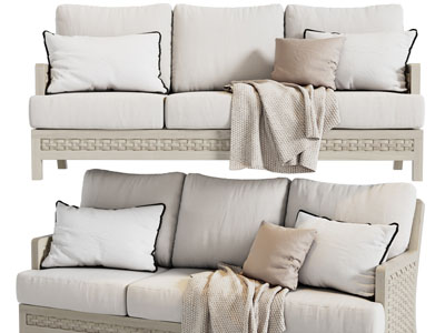 新中式藤编多人沙发