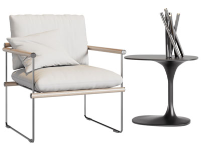 现代休闲椅子、边几