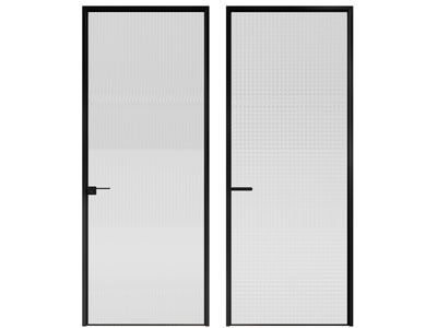 现代花纹玻璃平开门