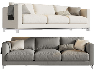 现代布艺多人沙发